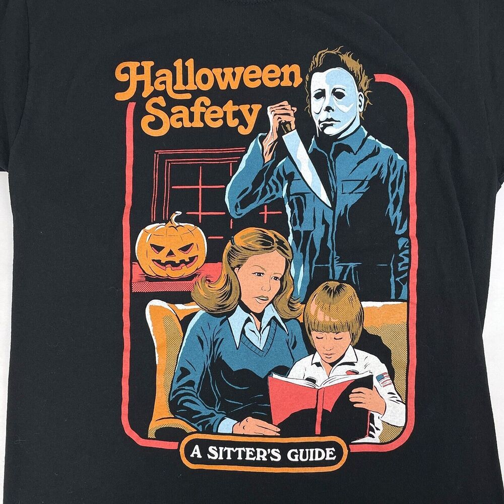 Halloween Safety: A Sitter's Guide Michael Myers Horror T Size M Black Creepy Co
